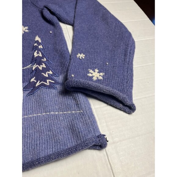 Croft & Barrow Women Snowman Cardigan Sweater L purple Winter Knit angora blend - Picture 9 of 13